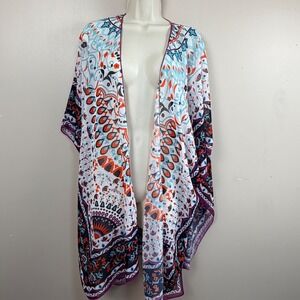 Unbranded‎ Kimono Wrap Women OS Multicolor Boho Mandala Print Sheer Coverup